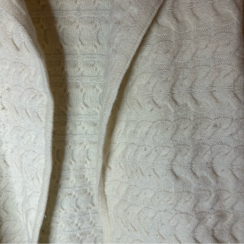Talbots Cream Cable Knit Sweater Cardigan Wool Cashmere blend size large - Picture 7 of 10